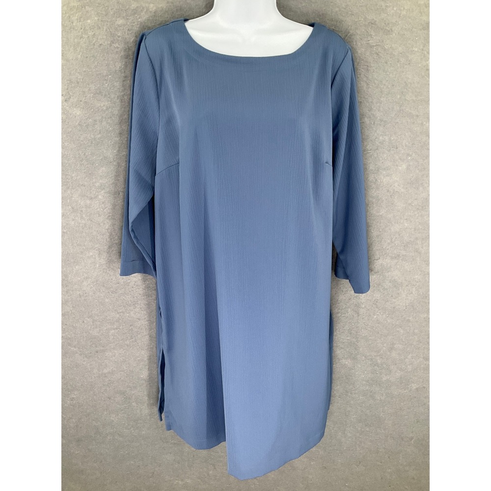 J.Jill WearEver Collection Tunic Dress Sz M Blue Textured Casual Office Church